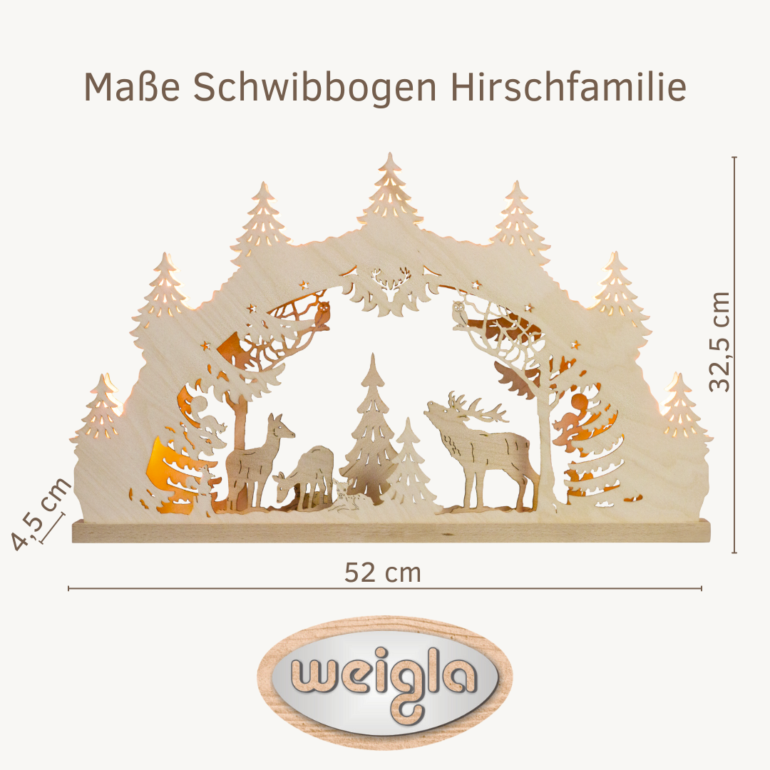 | Hirschfamilie Erzgebirge 7-flammig WEIGLA | Schwibbogen