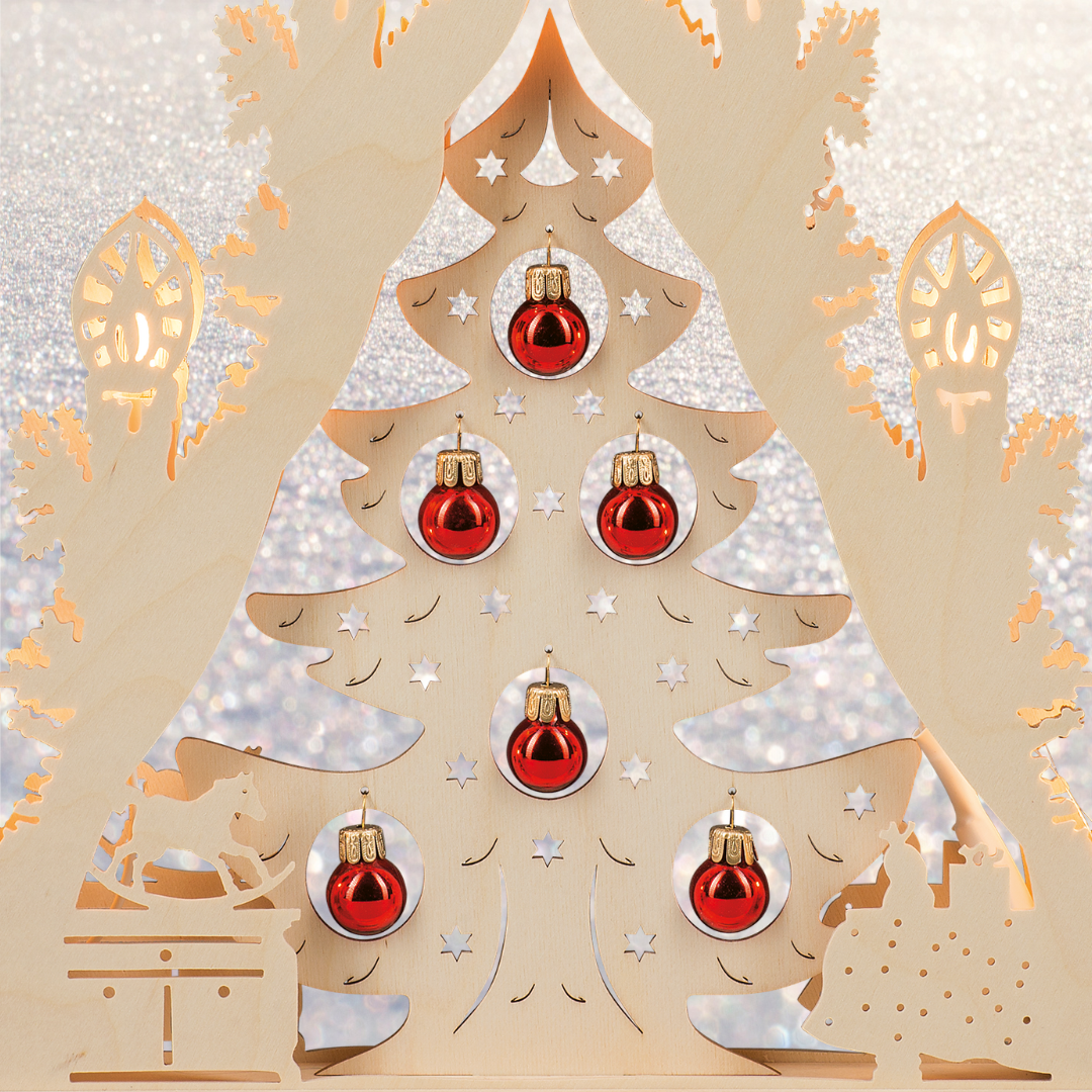 Lichterspitze 7 flg. Weihnachtsbaum mit roten Kugeln | Lichterspitzen |  Schwibbögen | WEIGLA