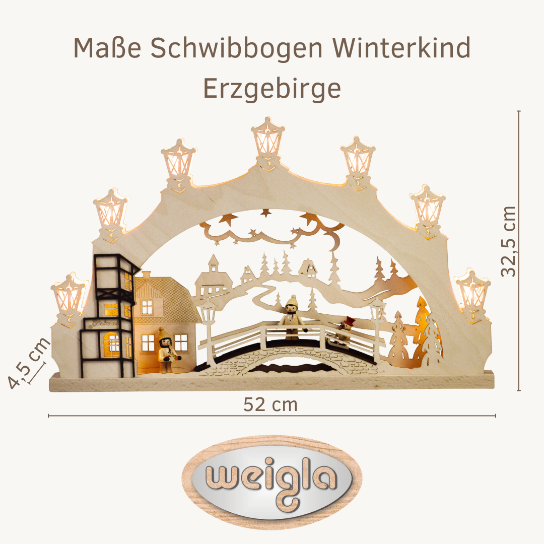 Schwibbogen Winterkinder 7-flamming | Erzgebirge | WEIGLA | Schwibbögen