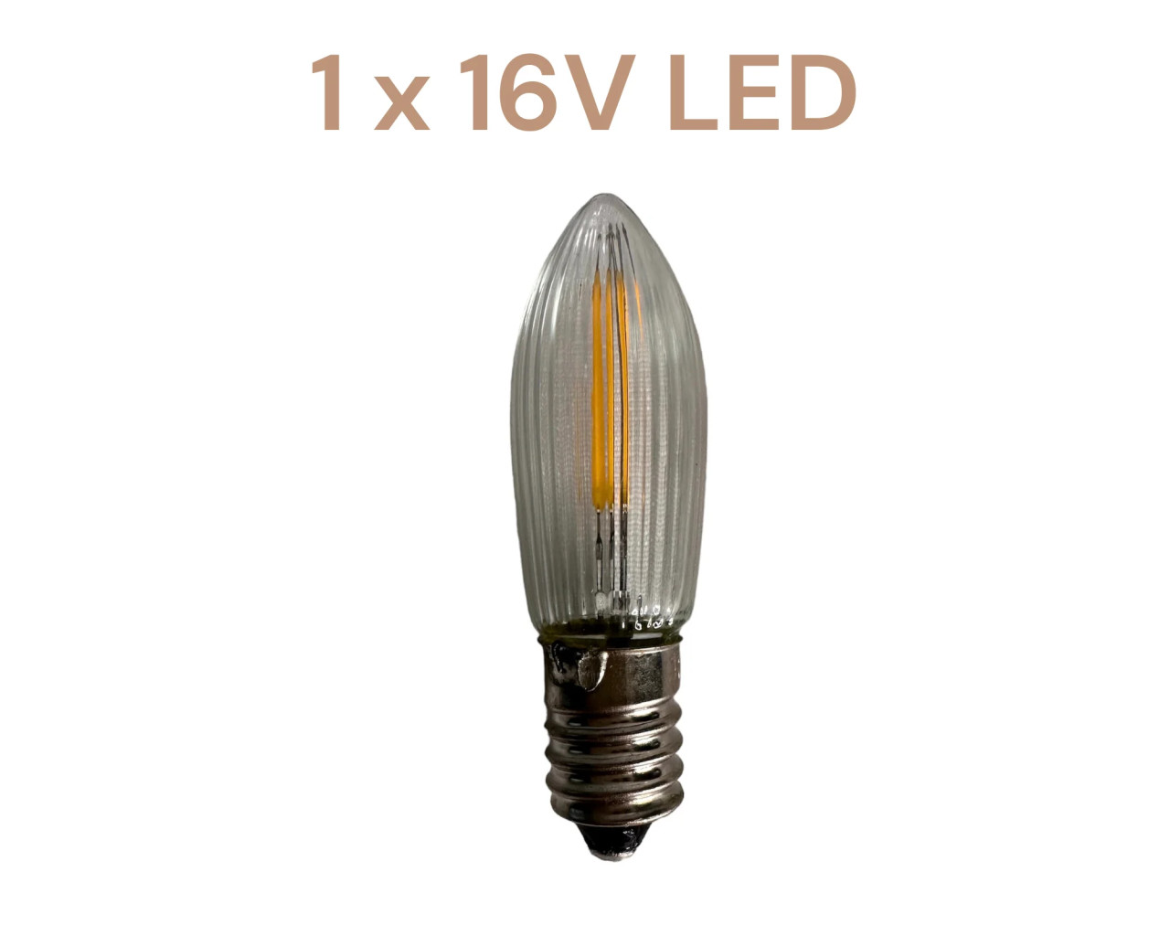 LED Riffelkerze 16 Volt LED Filament Ersatzlampe 16 Volt E10 für 15 flammige Schwibbögen und Lichterspitzen