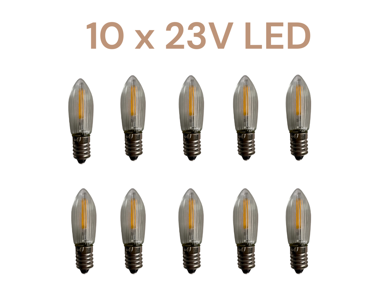 LED Riffelkerzen 23 Volt 10 Stück Set LED Riffelkerzen für 10 flammige Schwibbögen und Lichterspitzen 23Volt