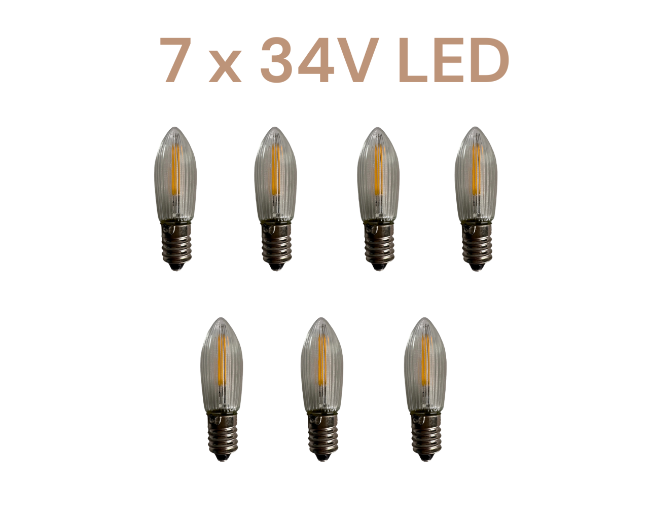 LED Riffelkerzen 35 Volt 7 Stück im Set LED Riffelkerzen 7er Set für 7 flammige Schwibbögen und Lichterspitzen 34 Volt