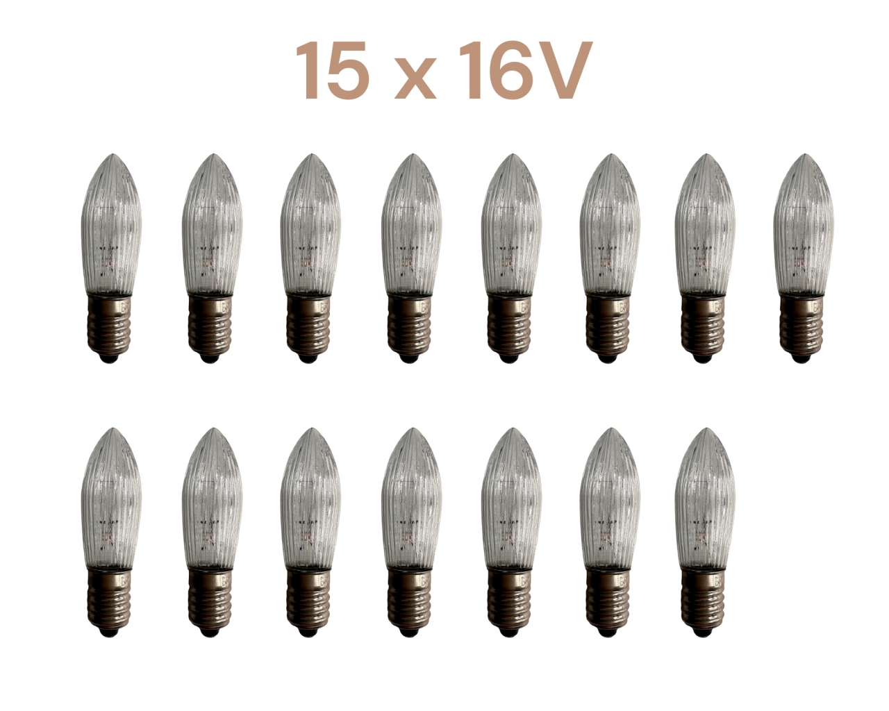 Riffelkerzen 16 Volt, 3 Watt E10 für 15 flammigen Schwibbogen oder Lichterspitze