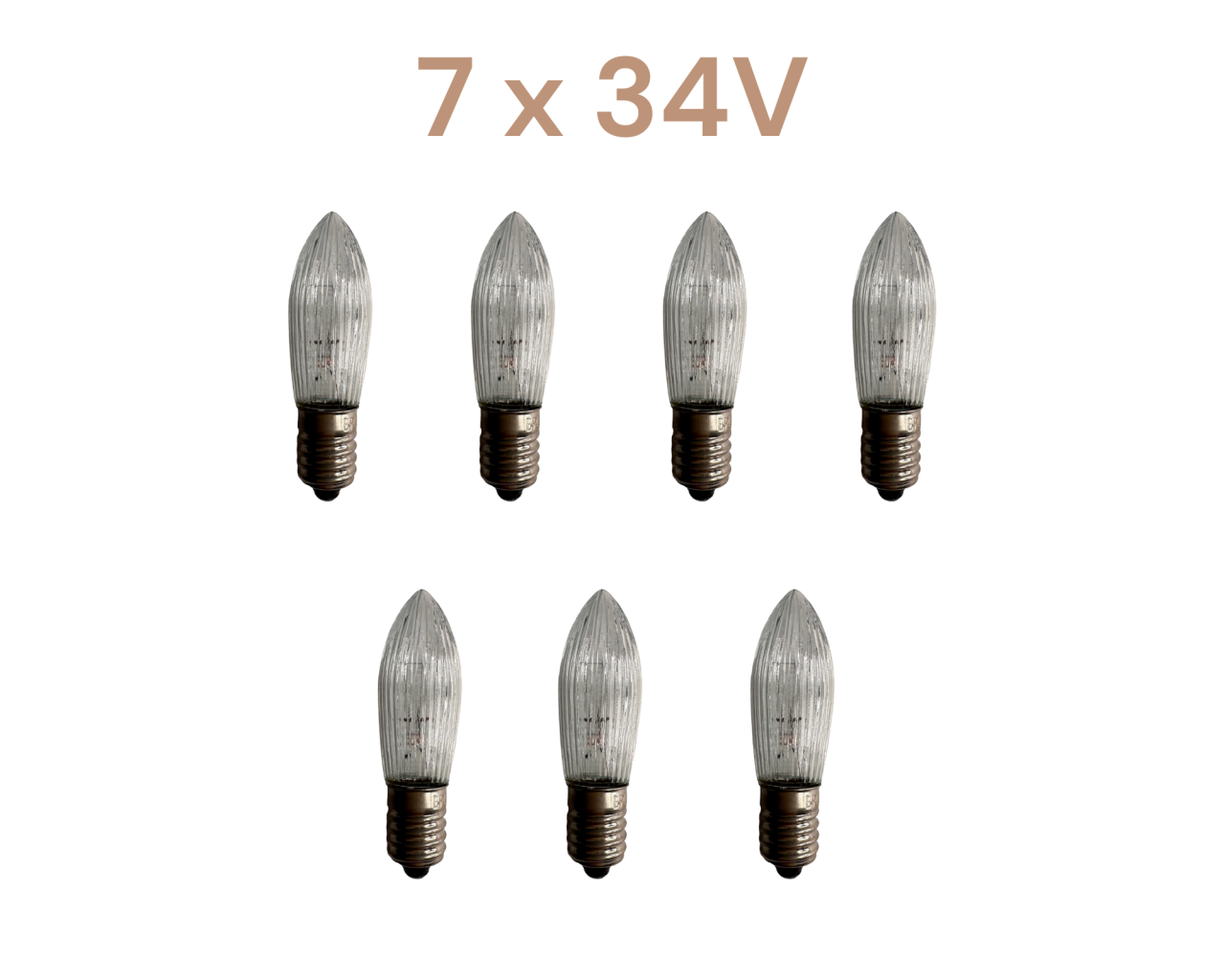 Riffelkerzen 7er Set 34 Volt, 3 Watt E10 für 7 flammige Schwibbögen und Lichterspitzen