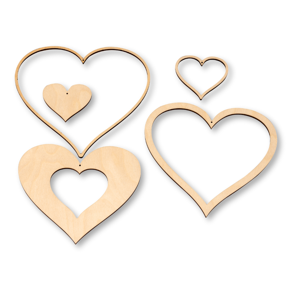 Dekohänger Herzen 5er Set Dekohänger Herzen in verschiedenen Formen und Größen aus dem Erzgebirge