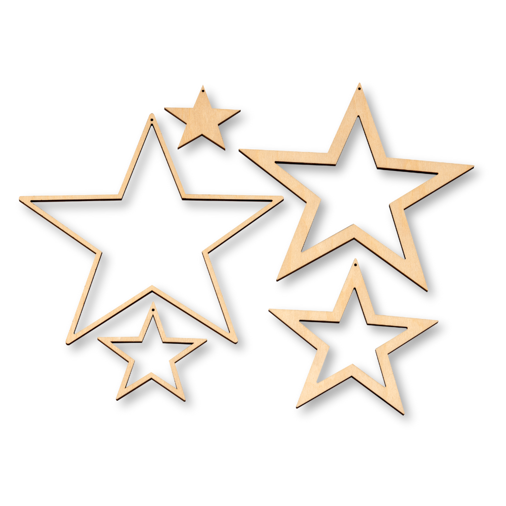 Dekohänger Sterne 5er Set Dekohänger Sterne in unterschiedlichen Größen aus dem Erzgebirge