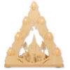 Lichterpsitze Seiffener Kirche 7 flammig Lichterspitze aus Sperrholz Motiv Seiffener Kirche mit spielenden Kindern. Hergestellt im Erzgebirge.