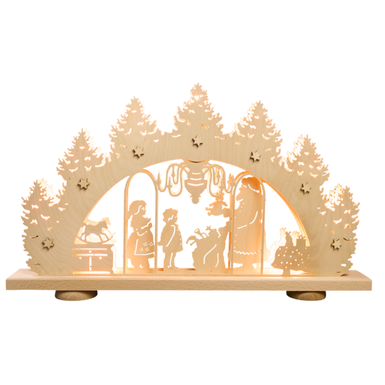 Weigla Arco Luminoso LED In Legno Di Faggio – Dalla Germania, Illuminazione Decorativa, Verde/bianco