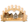 Schwibbogen 15 flammig mit Altstadt Motiv. Hergestellt im ERzgebirge