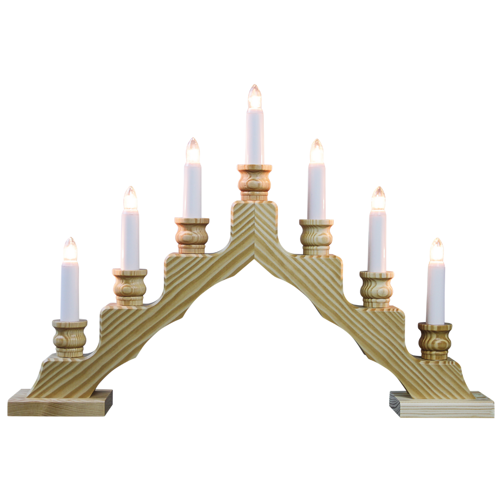 Schwedenleuchter Natur Schwedenleuchter aus Kiefernholz in Natur 7 flammig. Hergestellt im Erzgebirge.