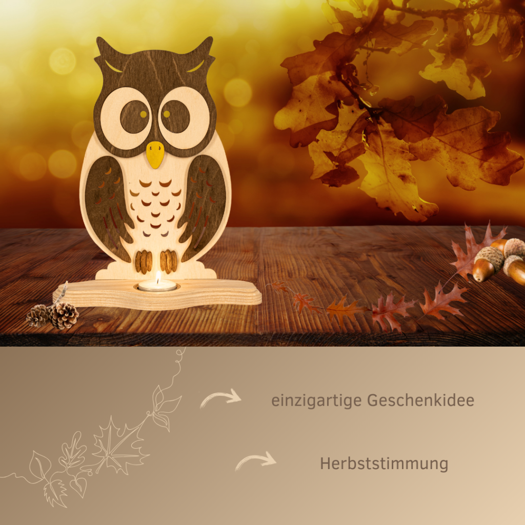 WEIGLA Teelichthalter Aus Erzgebirge - Holzdeko Mit Waldtier-Motiv Für 2 Teelichter, Weihnachtliche Stimmung