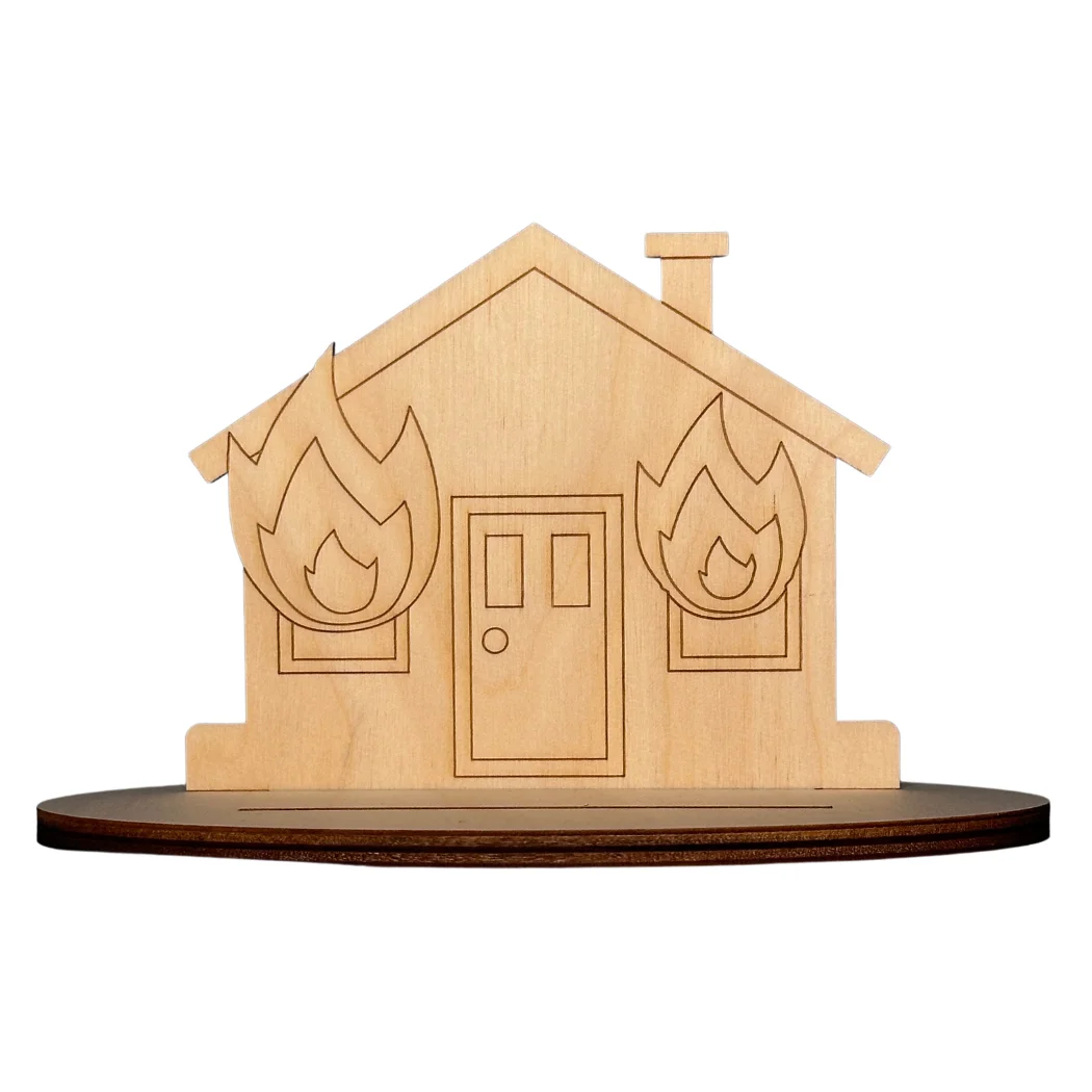 BS3FWH Feuerwehrauto mit brennendem Haus Bastelset brennendes Haus