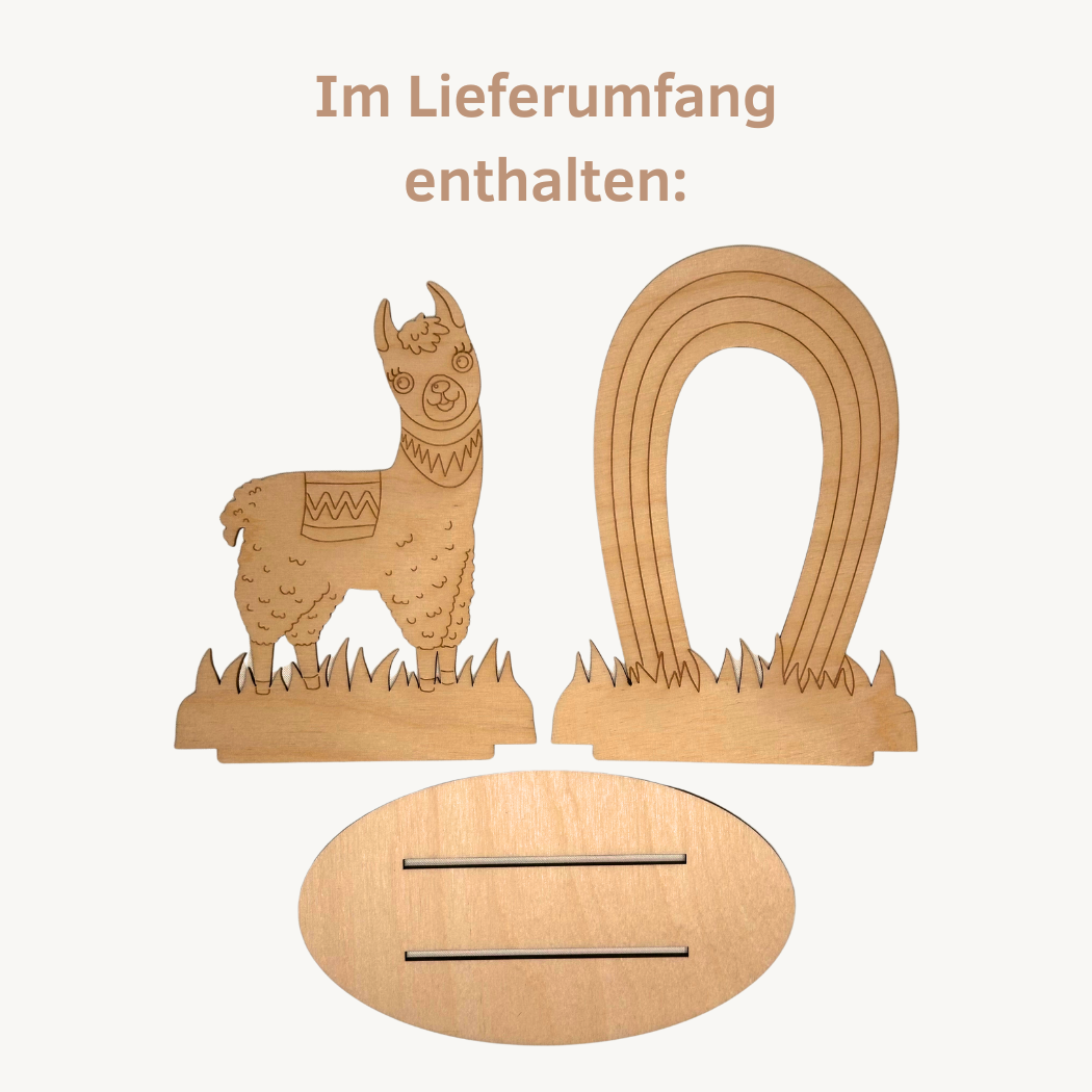 BS3LR Lama mit Regenbogen Lieferumfang