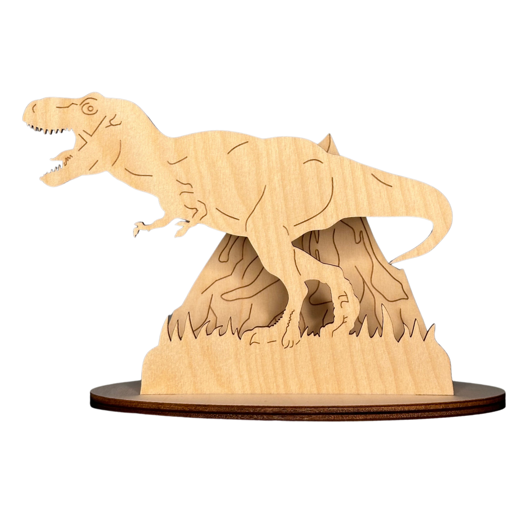 T-Rex mit Vulkan Bastelset Bastlset aus Sperrholz T-Rex mit Vulkan zum Bemalen und Basteln