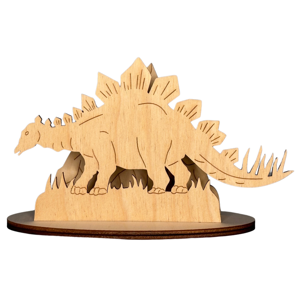Stegosaurus mit Vulkan Bastelset Bastelset aus Sperrholz Stegosaurus zum Bemalen aus dem Erzgebirge