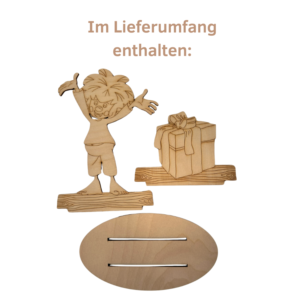 BS3PMG Bastelset Pumuckl mit Geschenk Lieferumfang