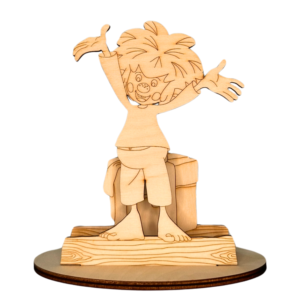 BS3PMG Bastelset Pumuckl mit Geschenk Bastelset aus Holz Pumuckl mit Geschenk zum bemalen und kleben aus dem ERzgebirge