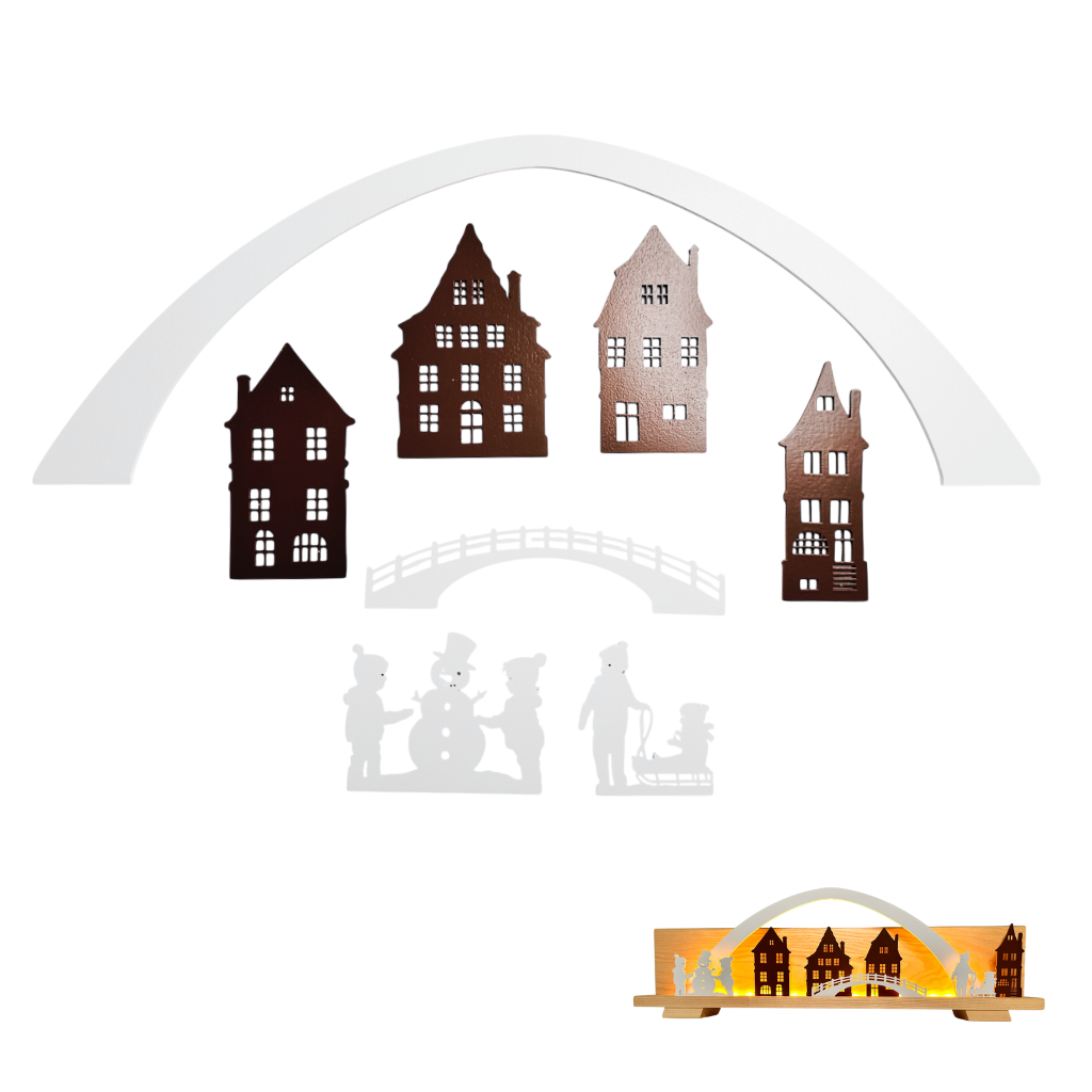 Figurenset Altstadt 8 teilig aus Sperrholz für Dekosockel von weigla. Hergestellt im Erzgebirge