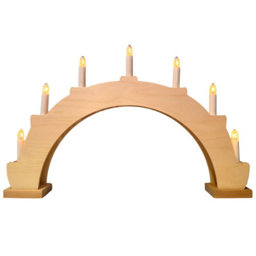 Fensterleuchter Bogen 7 flammig mit offenen Kerzen