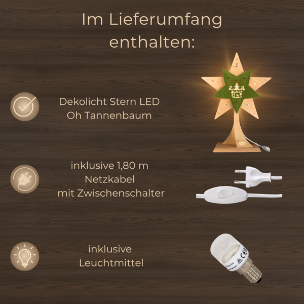 Dekolicht LED Stern Oh Tannenbaum | Erzgebirge